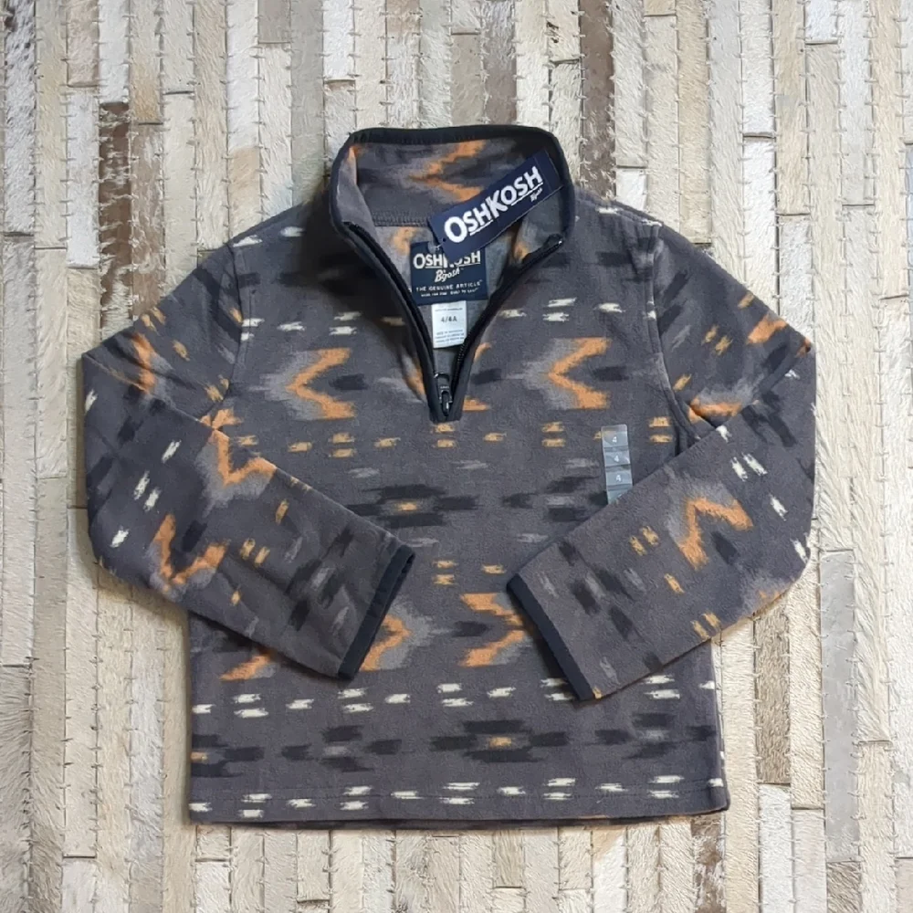 OshKosh B'gosh Boys' Mountain Aztec‎ Print Microfleece Quarter Zip Pullover